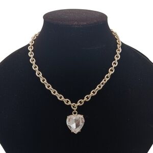 Heart Shaped Womens Necklace Silver Toned Costume Jewelry Chunky